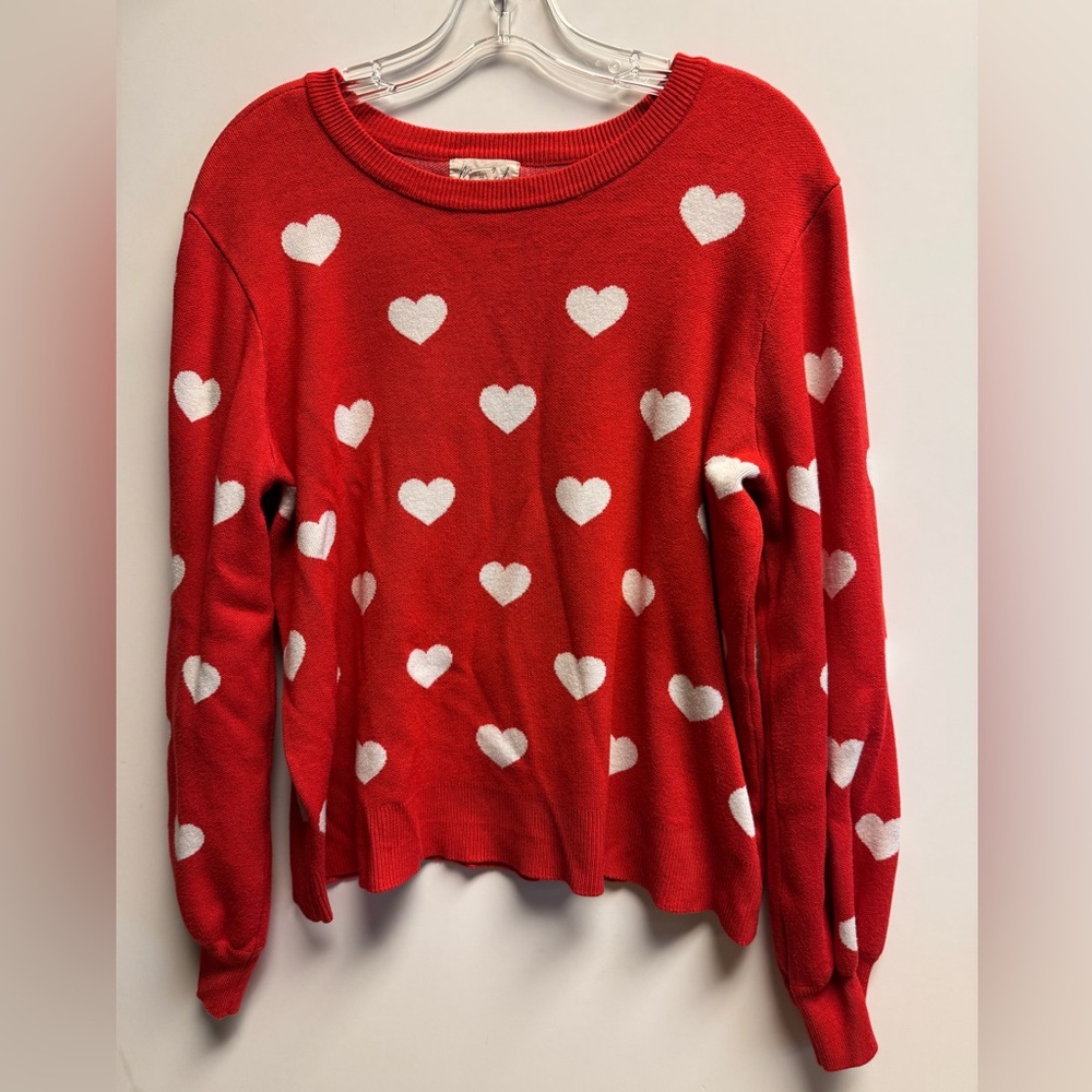 Red Heart Patterned Women's Sweater - Picture 1 of 9